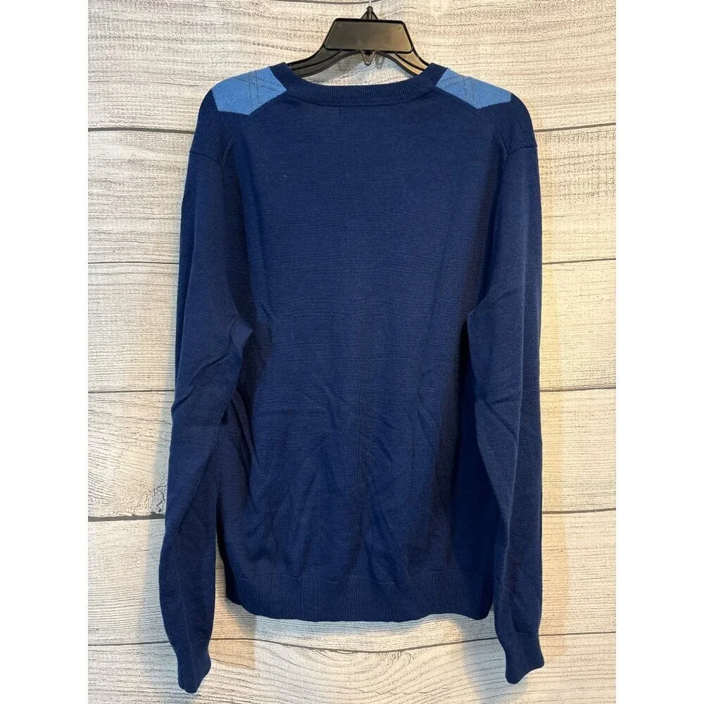 Banana Republic Mens Argyle Sweater V-Neck Blue Size L